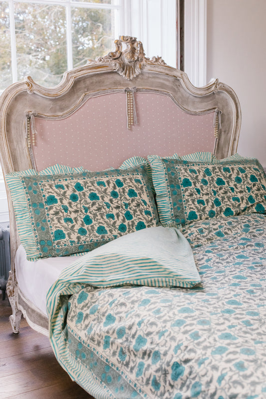 Jasmine Duvet Set in Vintage Blue - Kingsize