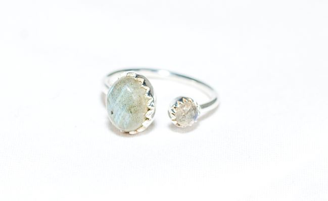 Sterling Silver Two Stone Ring in Labradorite