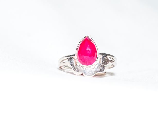 Sterling Silver Twin Ring in Pink Chalcedony