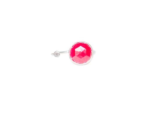 Sterling Silver Ring with Disc in Pink Chalcedony