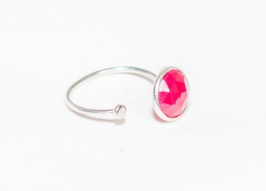 Sterling Silver Ring with Disc in Pink Chalcedony