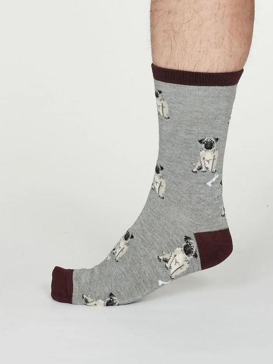 Dog Bamboo Socks in Mid Grey