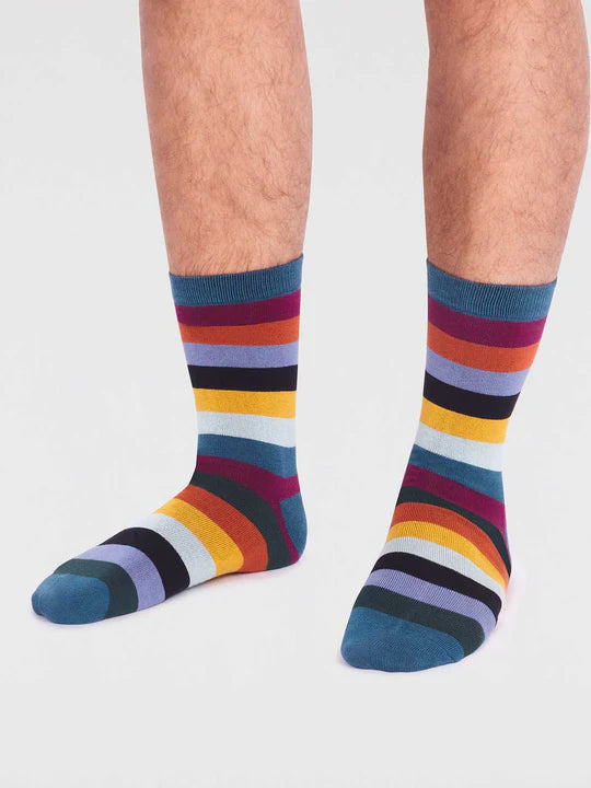 Stripe Socks in Teal Blue