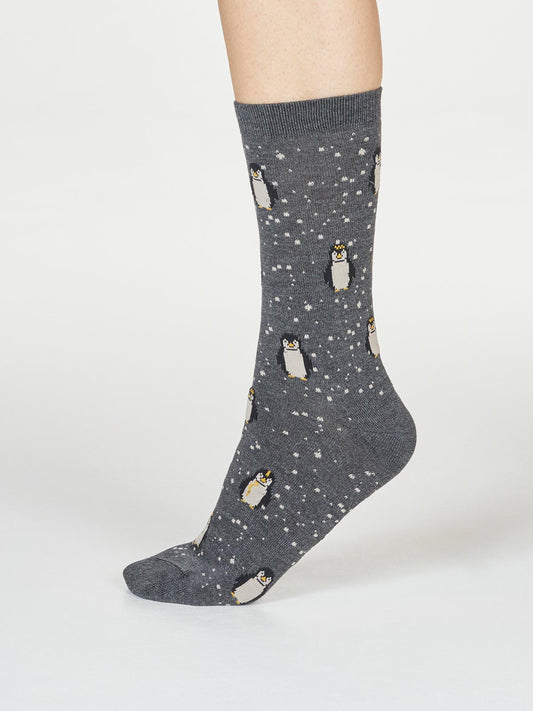 Dona Penguin Socks in Grey Marle