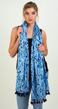 Blue Leopard Scarf