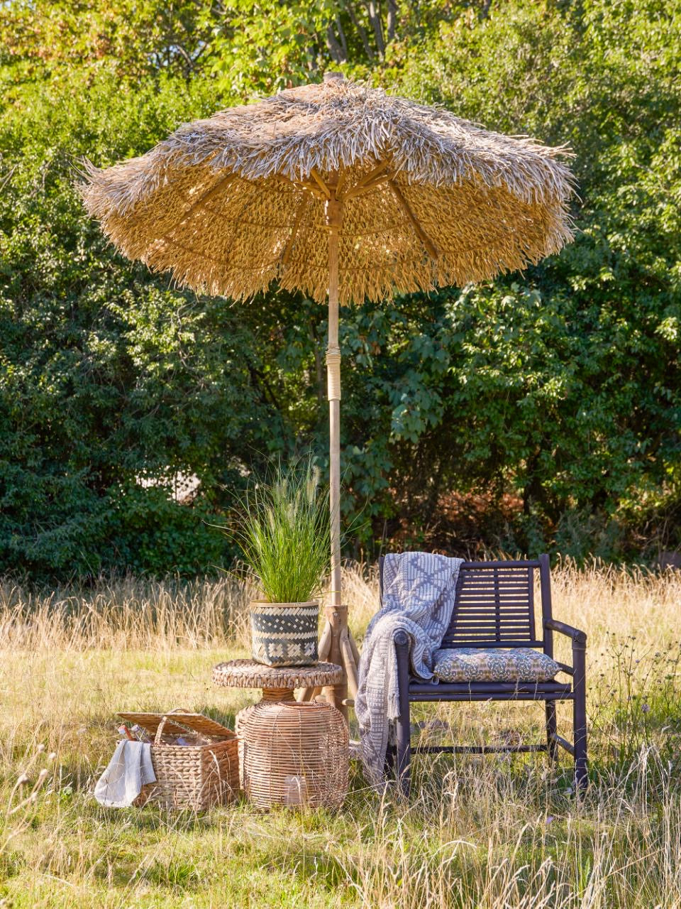 Nei Lantern w/Glass, Nature, Rattan