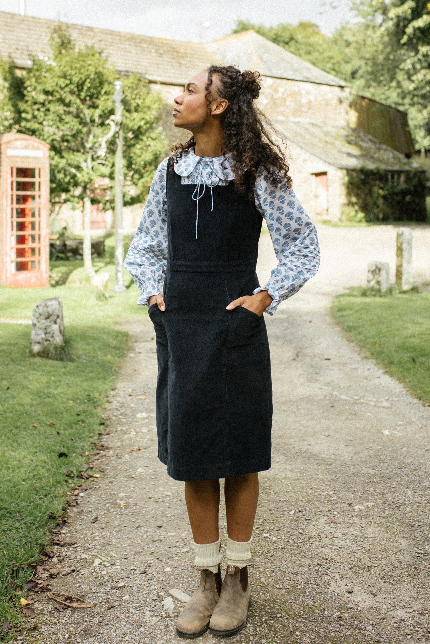 Sally Organic Corduroy Pinafore Navy