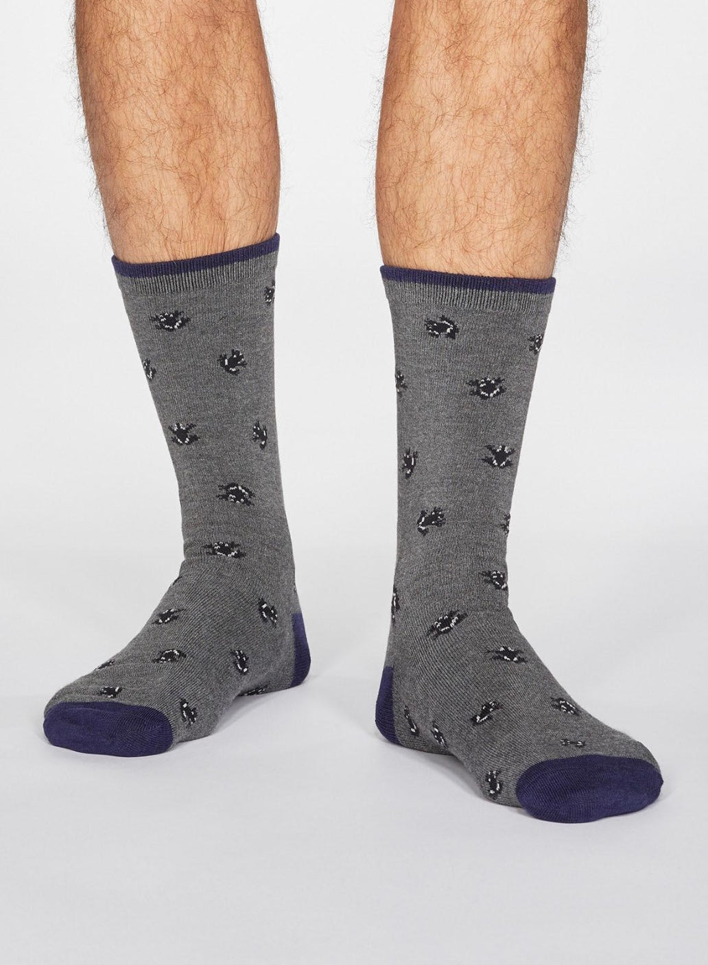 Wesley Frog Socks in Dark Grey Marl