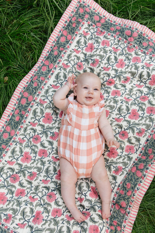 Jasmine Baby Quilt in Vintage Pink