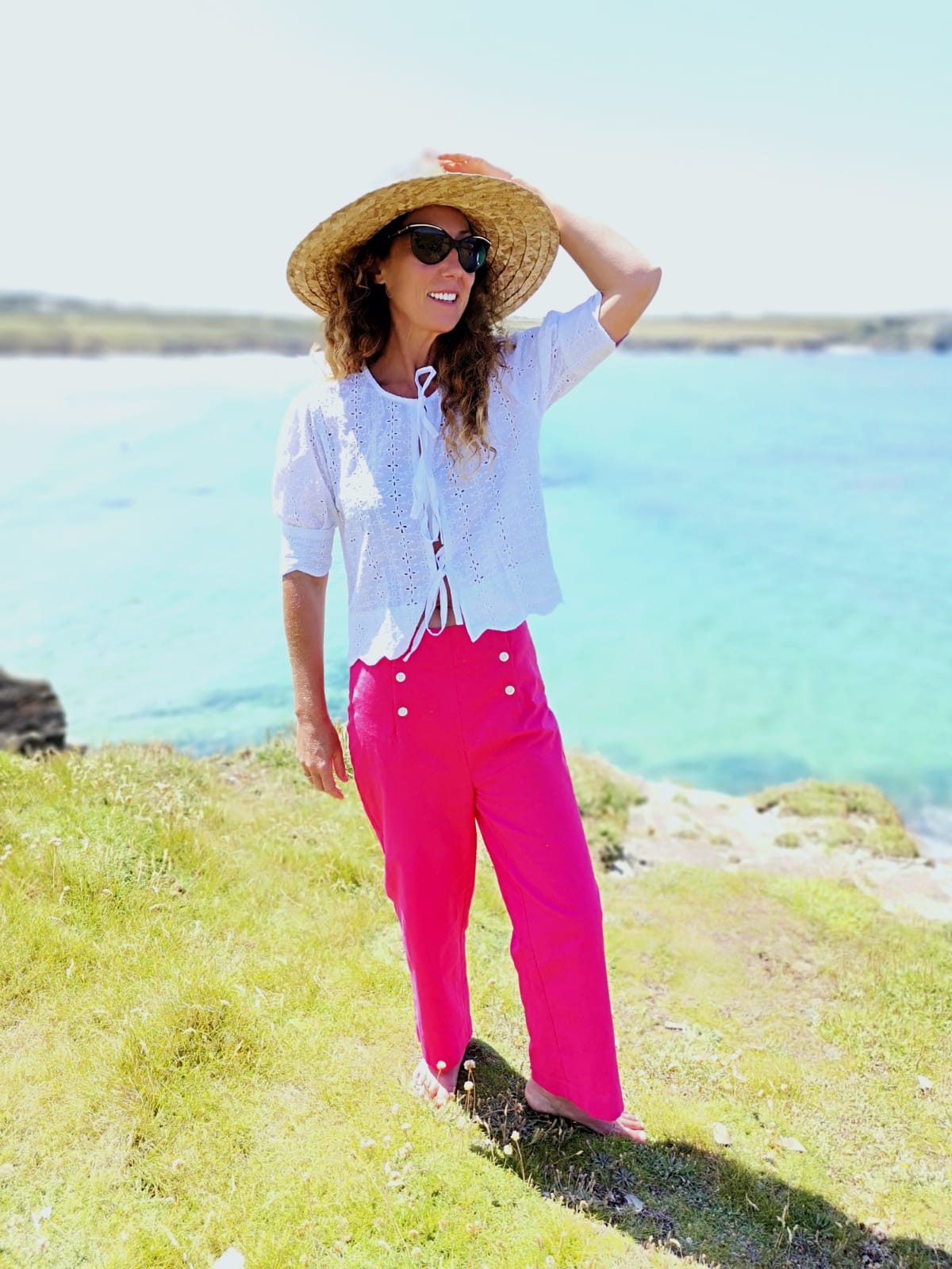 Sailor Trousers  in Lipstick Pink