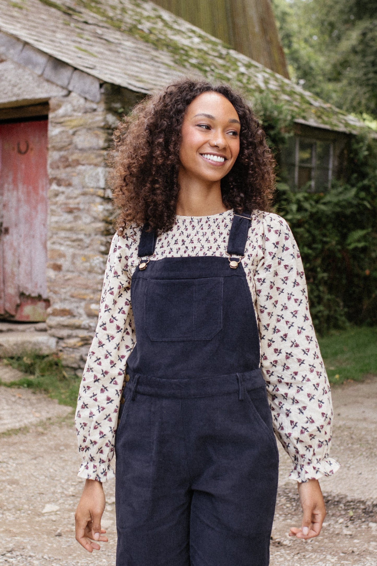 Organic Corduroy Dungarees Navy