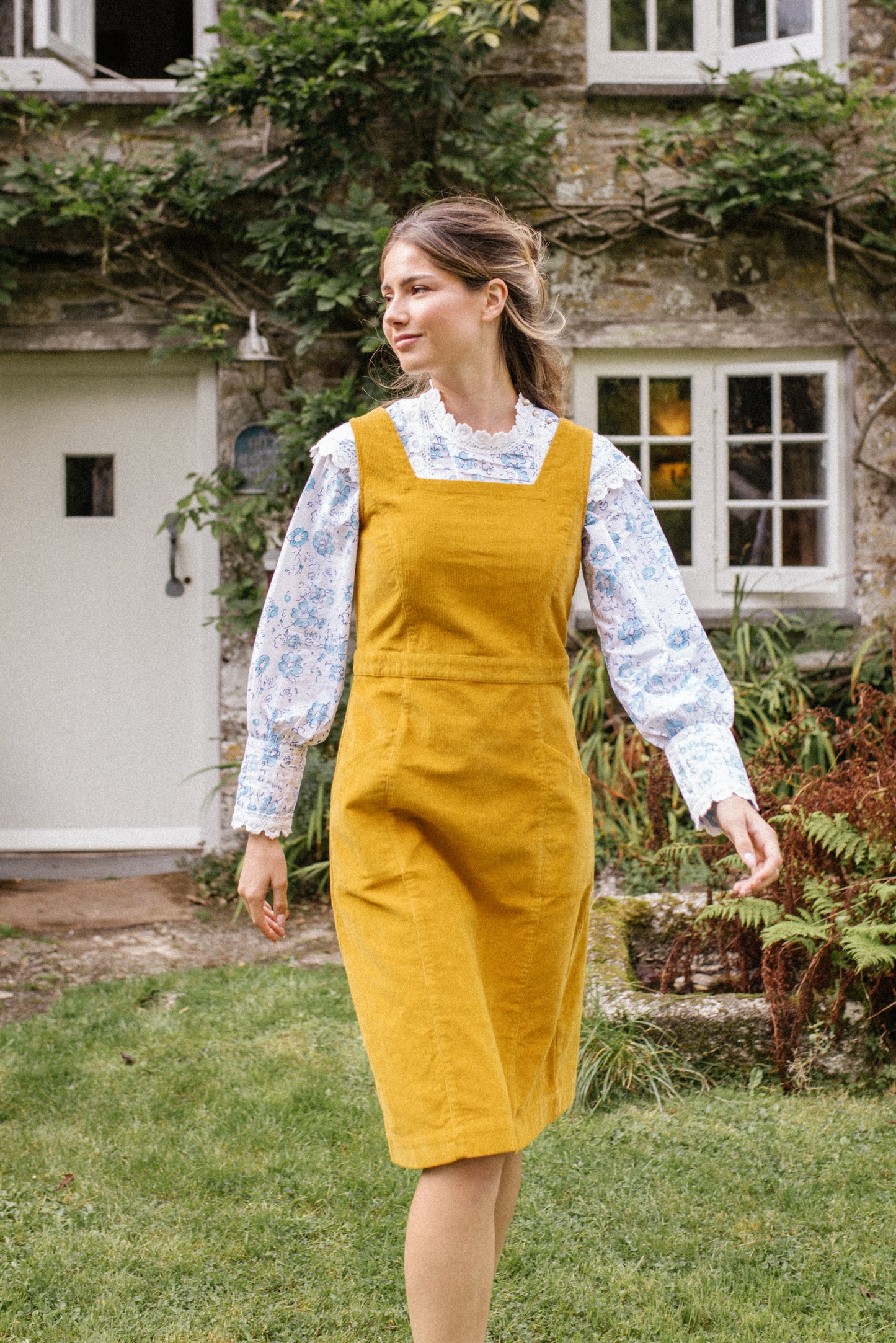 Sally Organic Corduroy Pinafore Mustard