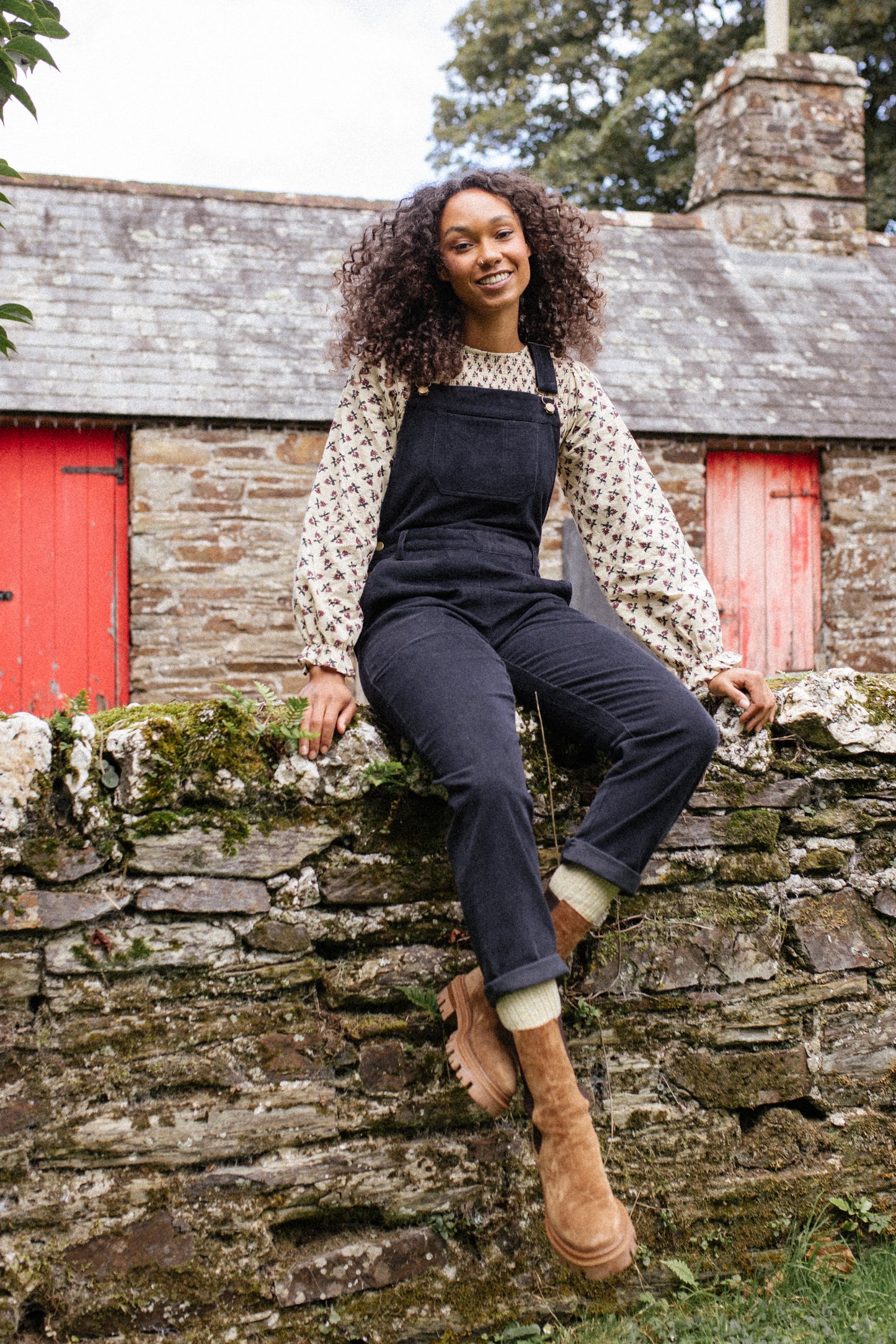 Organic Corduroy Dungarees Navy