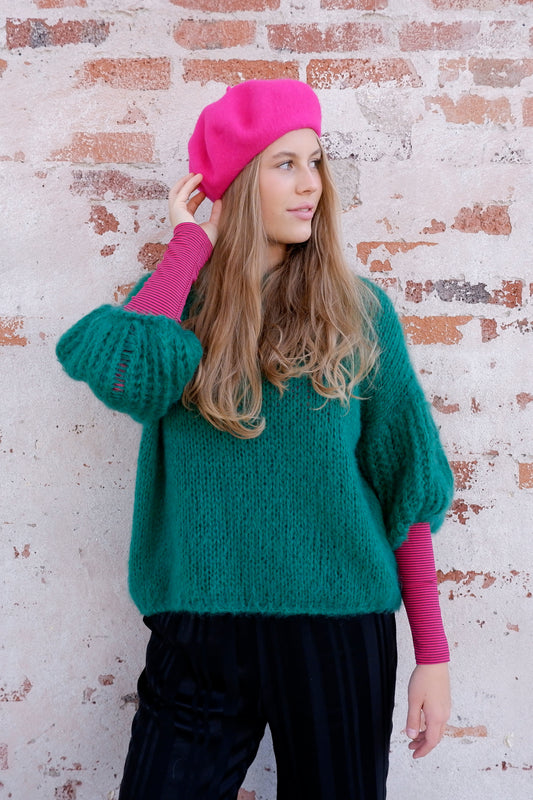 Casey Puff Sleeve Jumper in Green