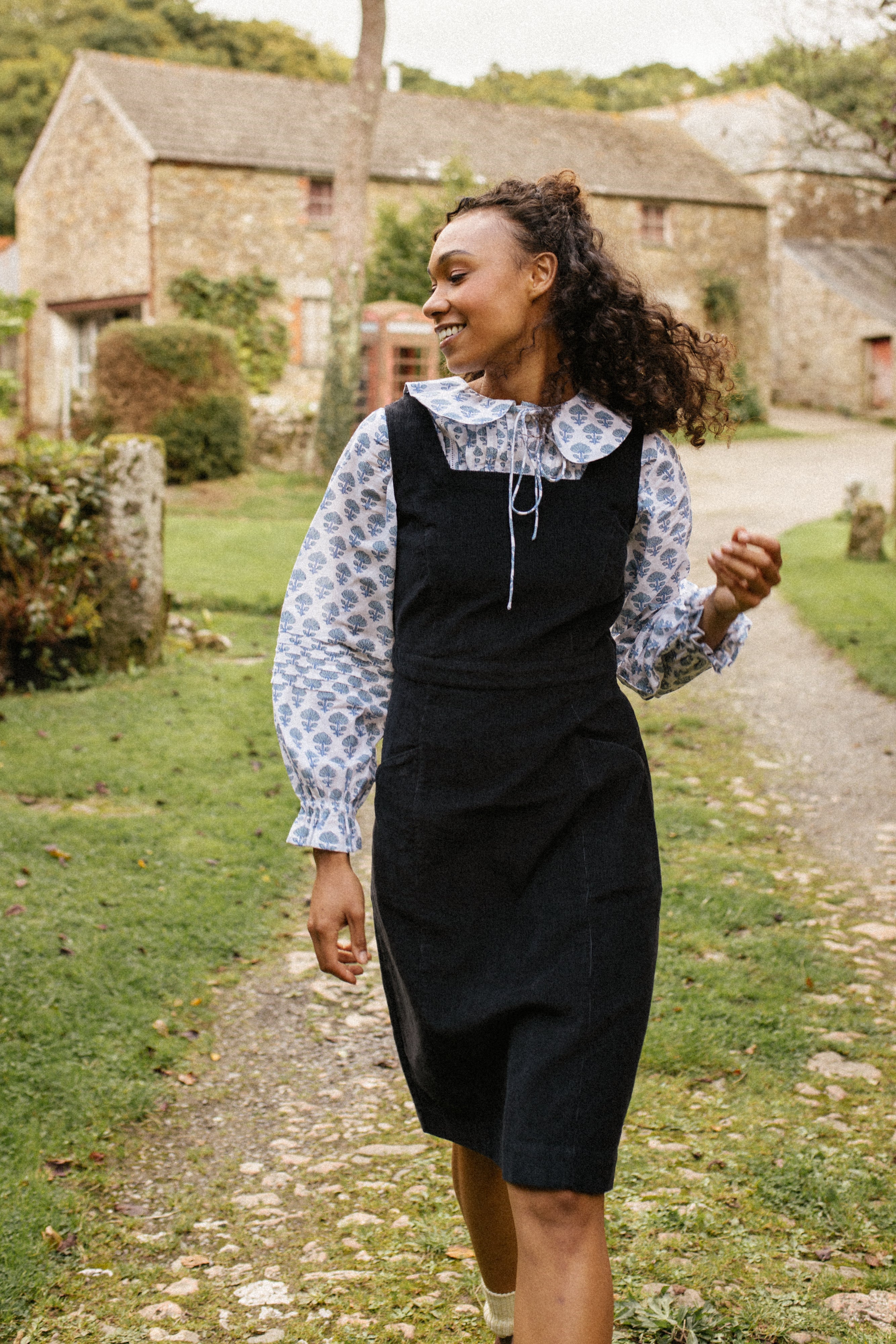 Navy cord 2024 pinafore dress