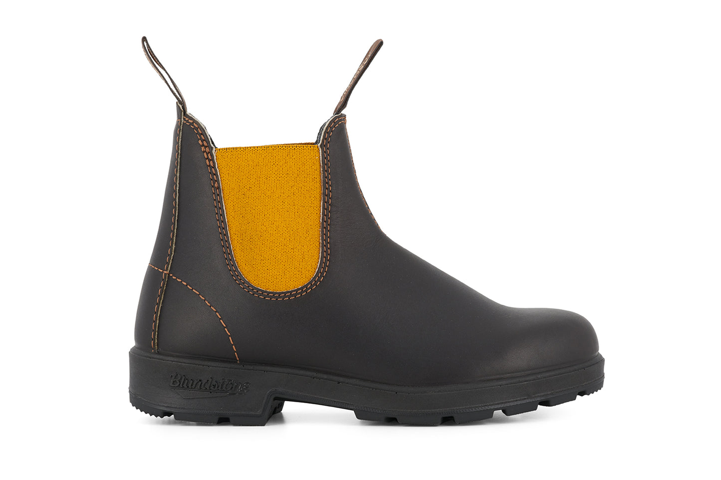 Leather Boot in Brown & Mustard
