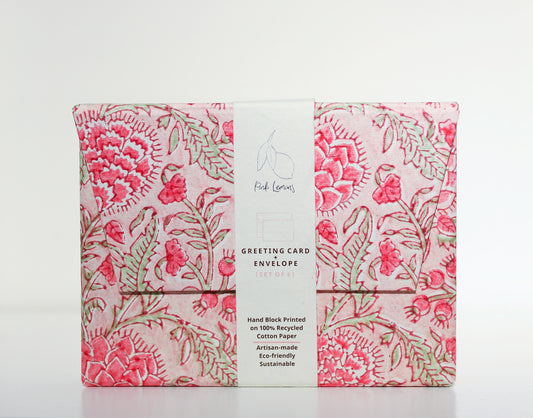 Pink Floral Greeting Cards & Envelope Set