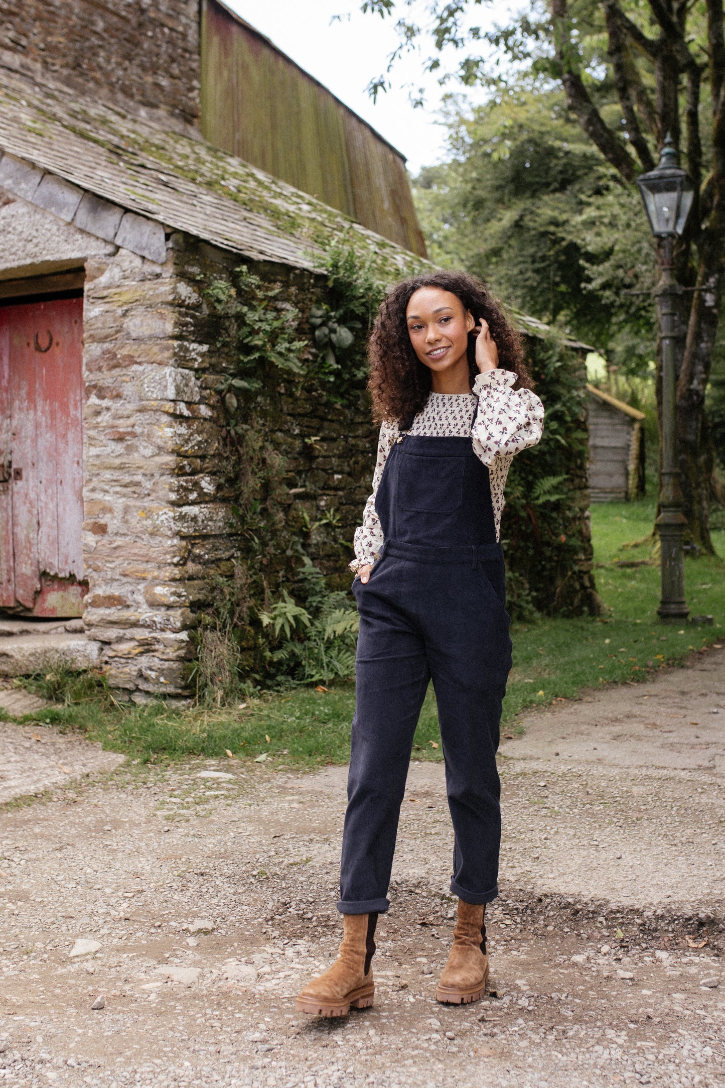 Organic Corduroy Dungarees Navy