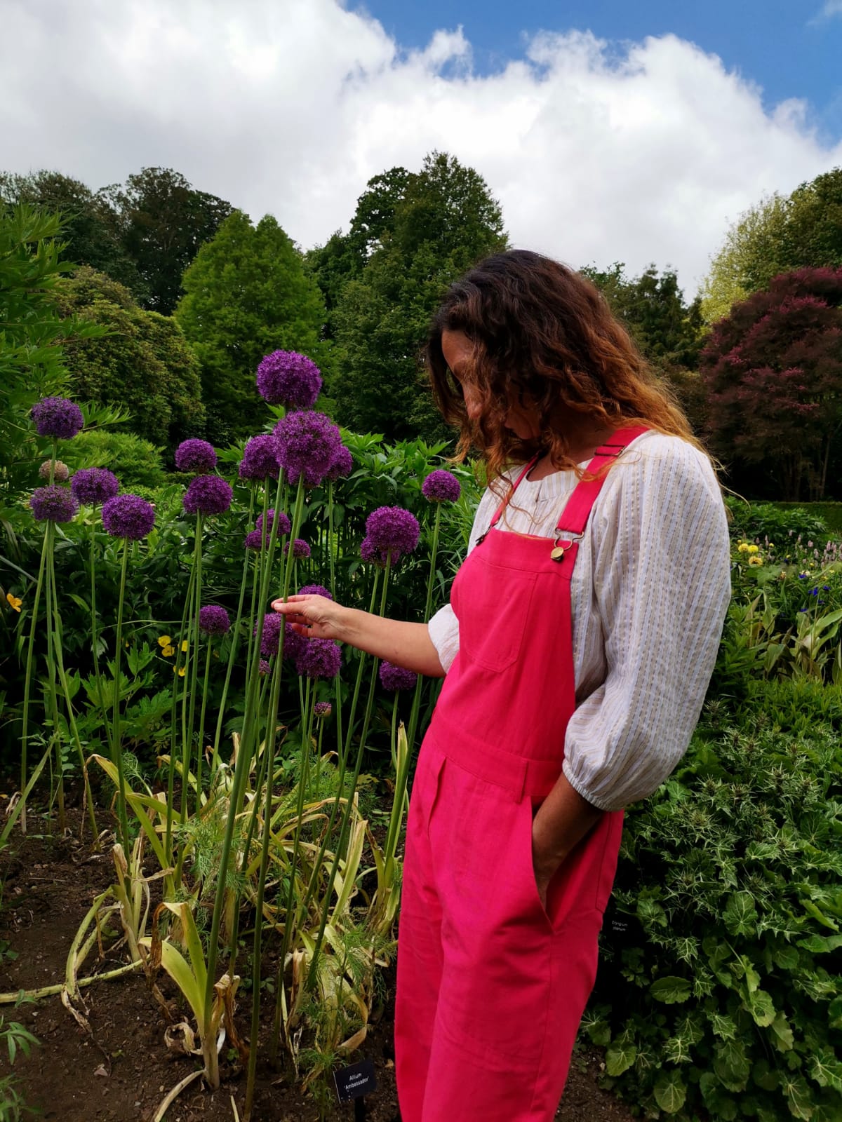 Linen Dungarees In Lipstick Pink