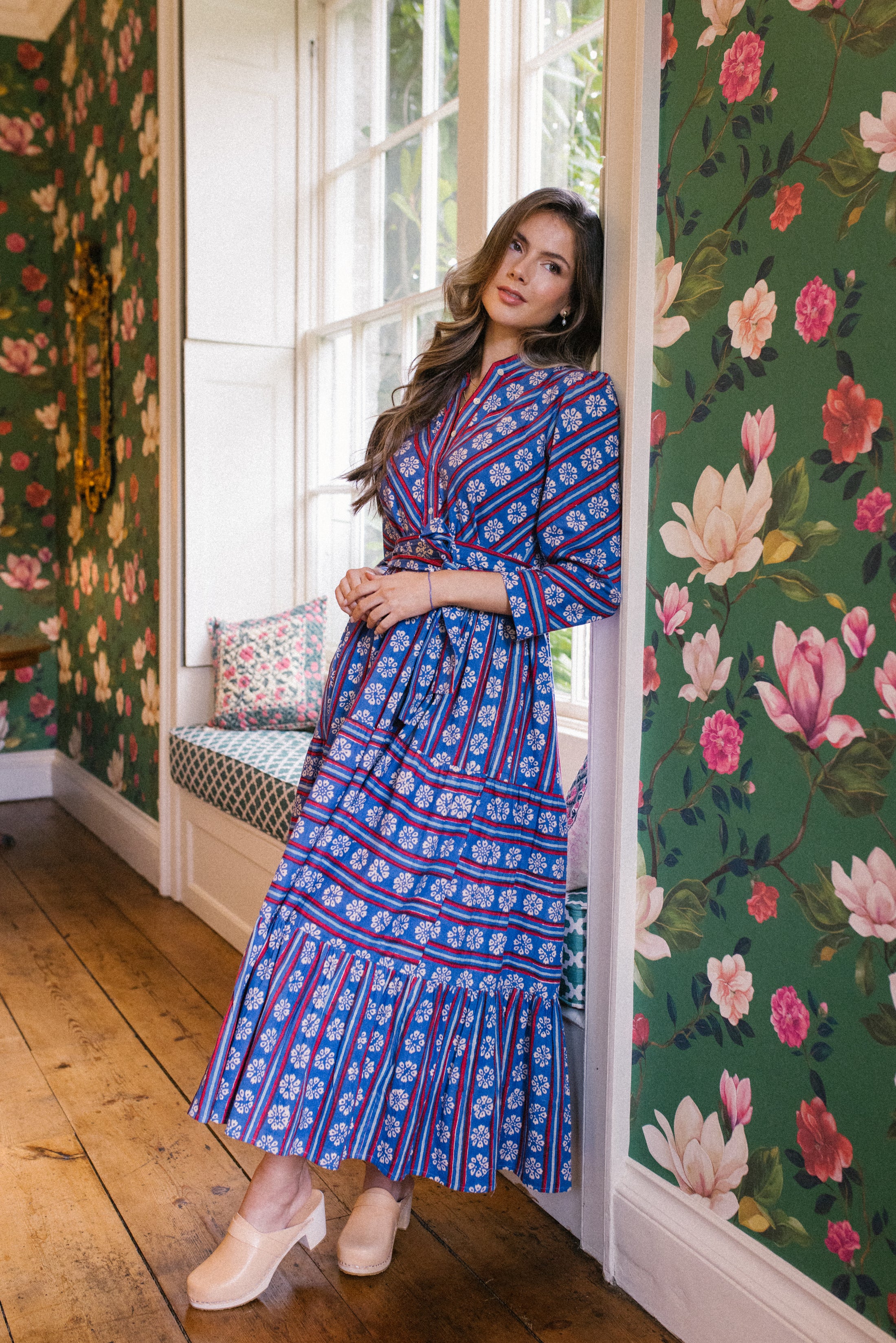 Gigi Dress Vintage Blue Stripe