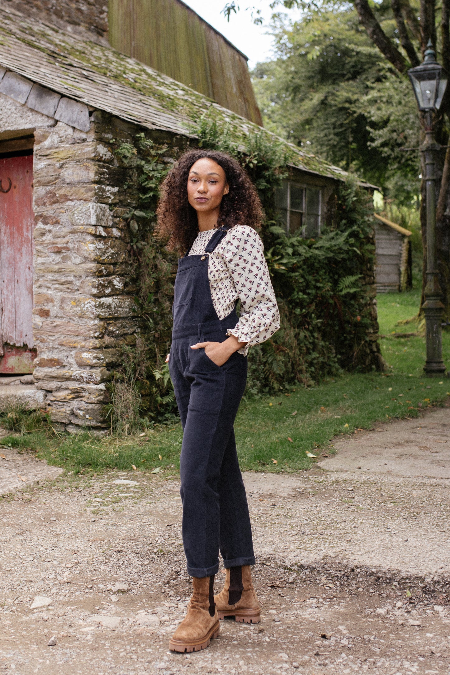 Organic Corduroy Dungarees Navy