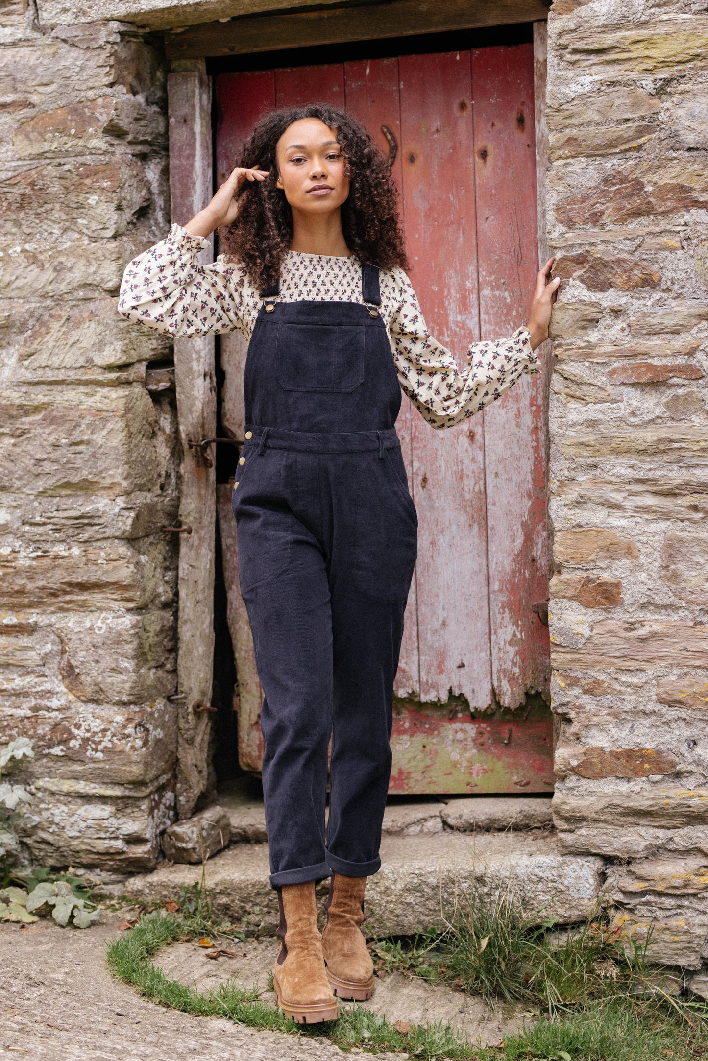 Organic Corduroy Dungarees Navy