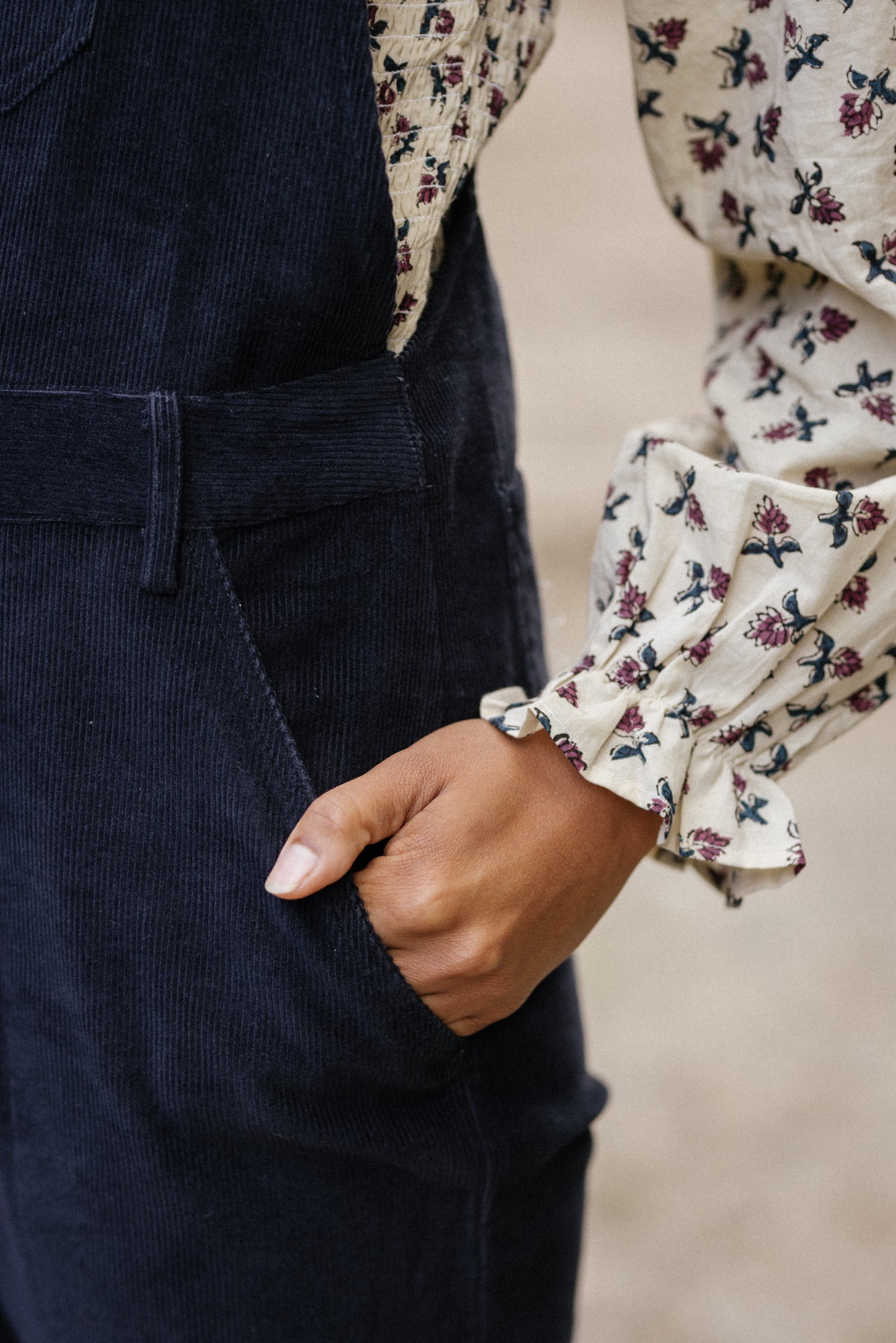 Organic Corduroy Dungarees Navy