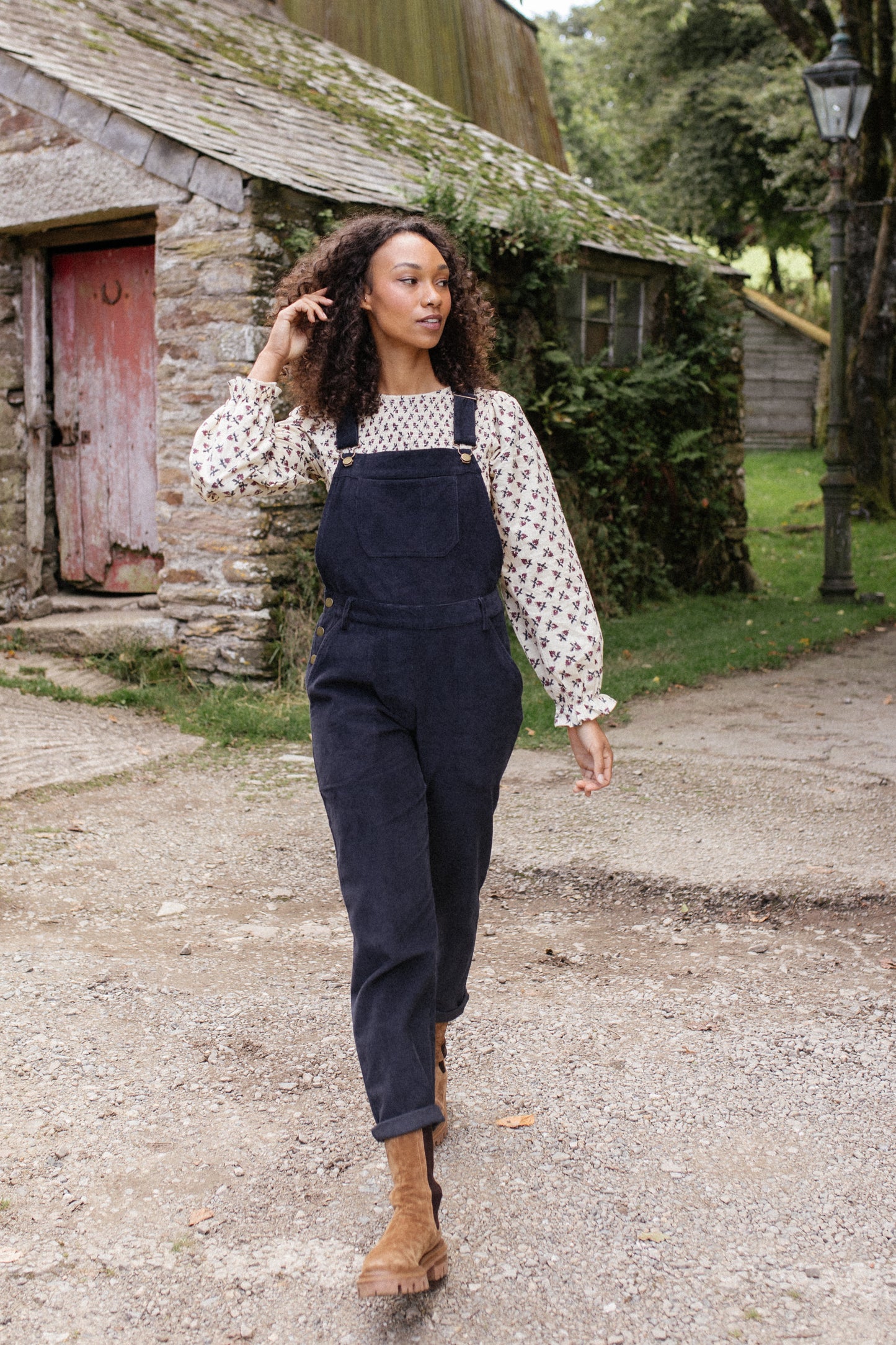 Organic Corduroy Dungarees Navy