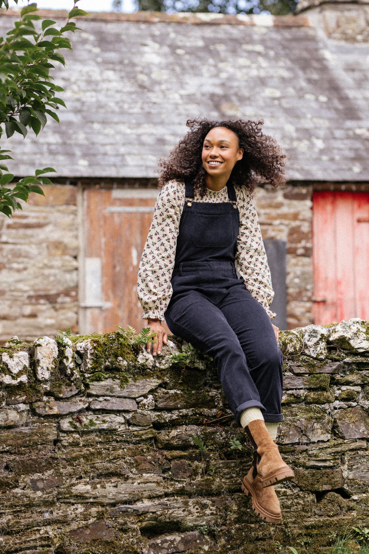 Organic Corduroy Dungarees Navy