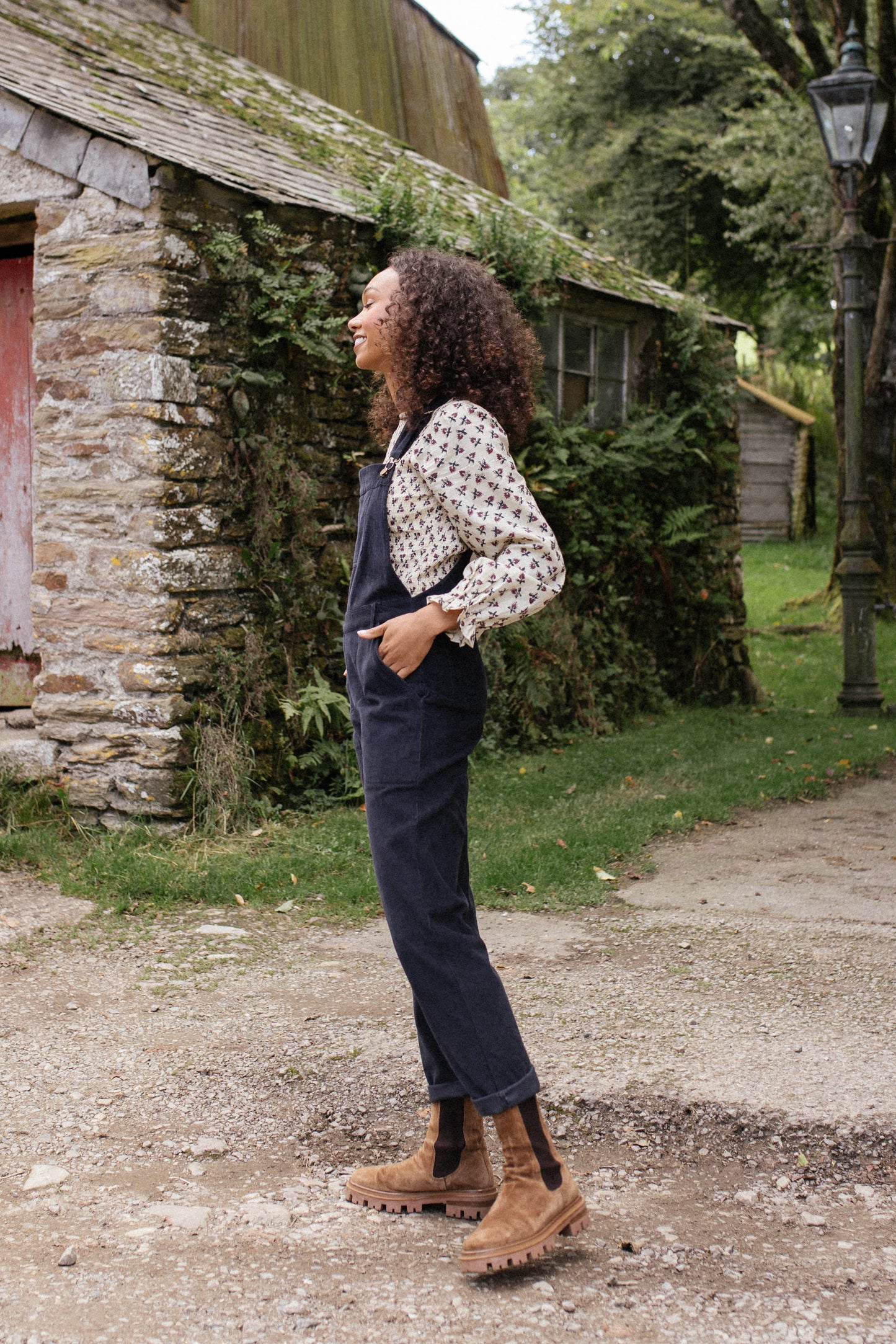 Organic Corduroy Dungarees Navy