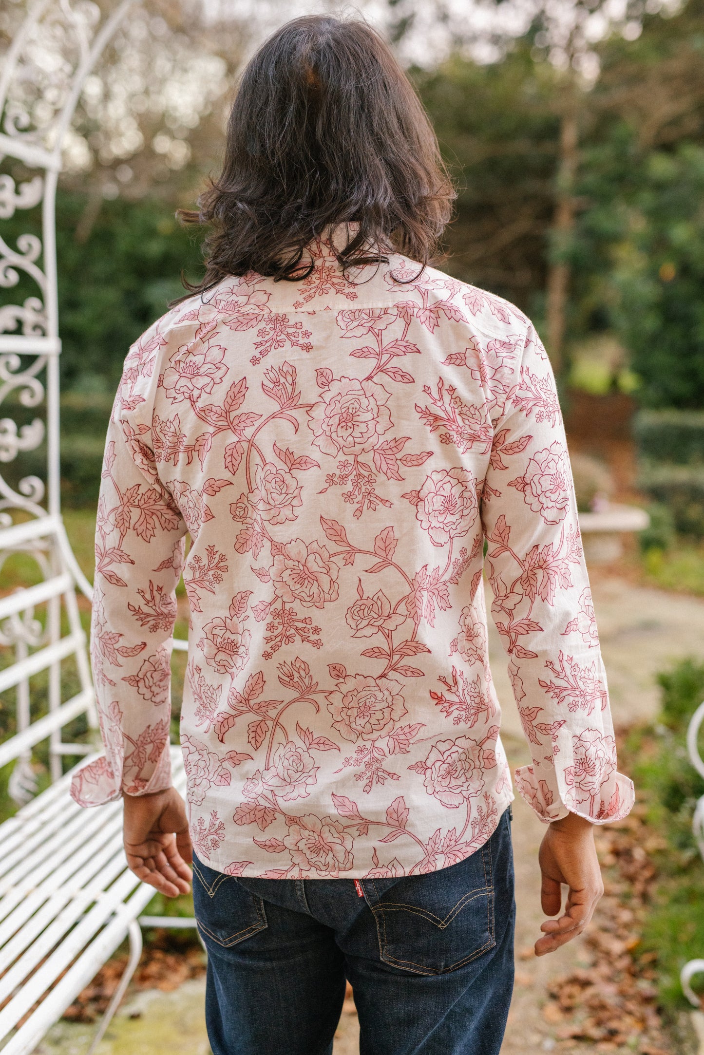 Men's Shirt in Pink Floral Retro