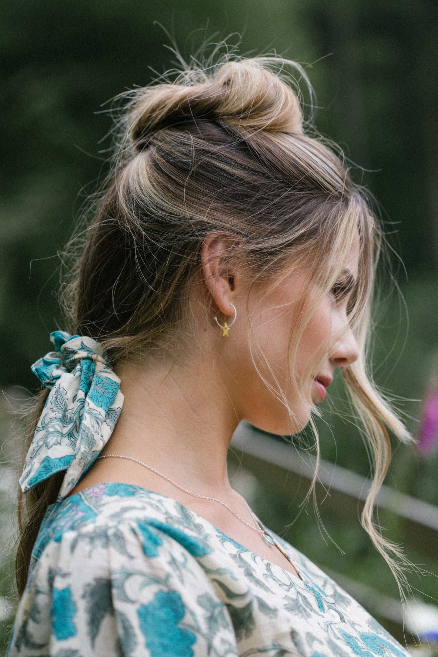 Lizzy Hoop & Star  charm Earrings
