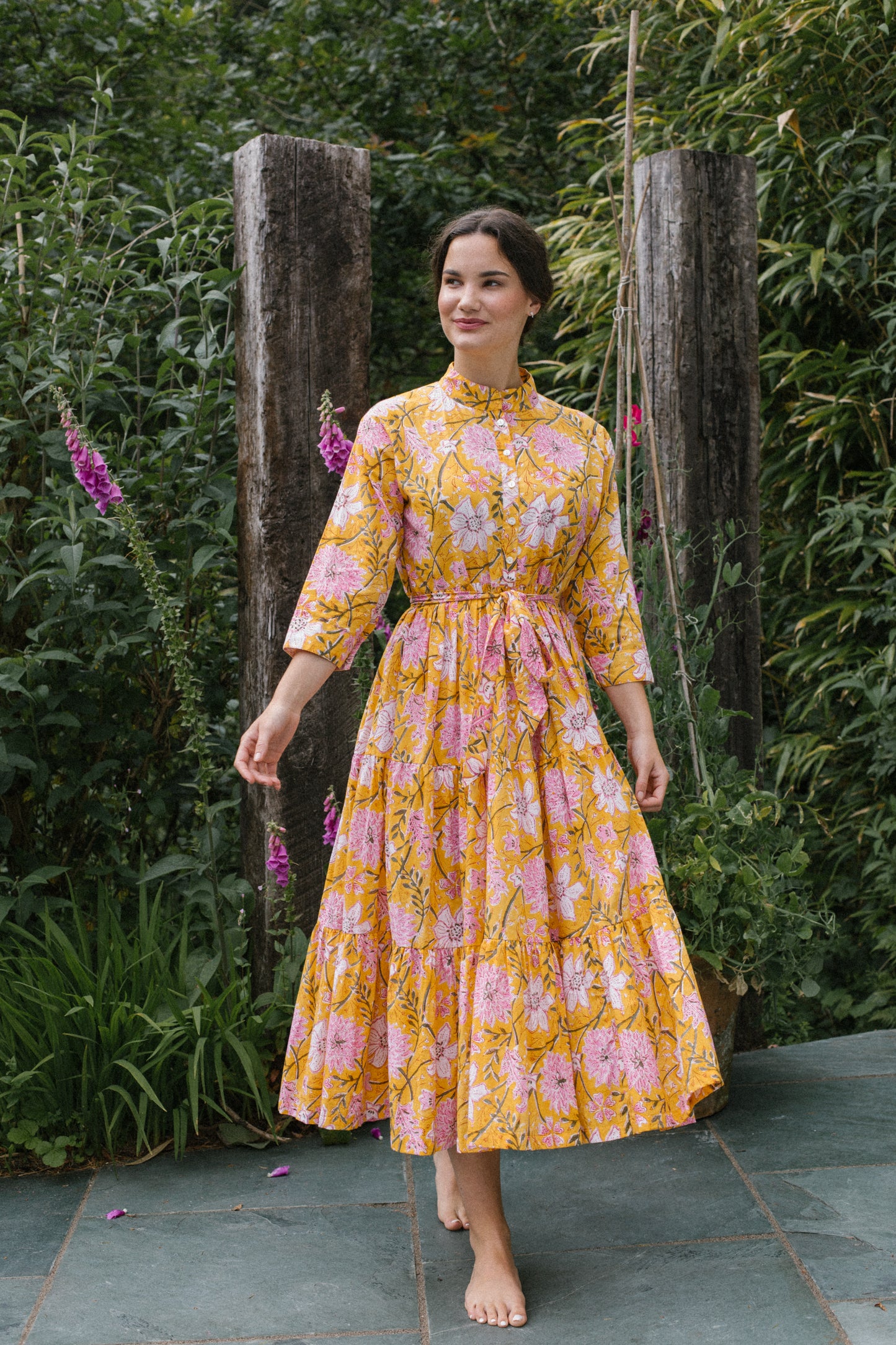 Claudia Maxi Prairie Dress Marigold/Pink